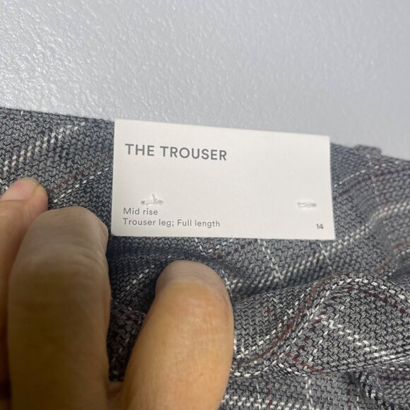 Ann Taylor Factory Plaid Gray Mid-Rise Trousers SZ 14 Office Business NEW - Picture 5 of 9